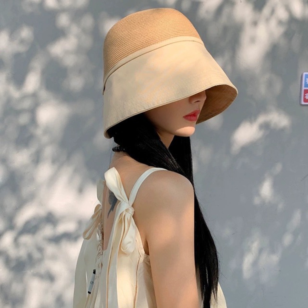 Bucket Hat Straw - Sombreros plegables para el sol, sombrero