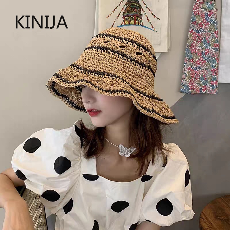 Sombrero de verano para mujer, - Bucket Hat Straw reseña y precio